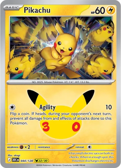 Pikachu 044/128, 30th Celebration